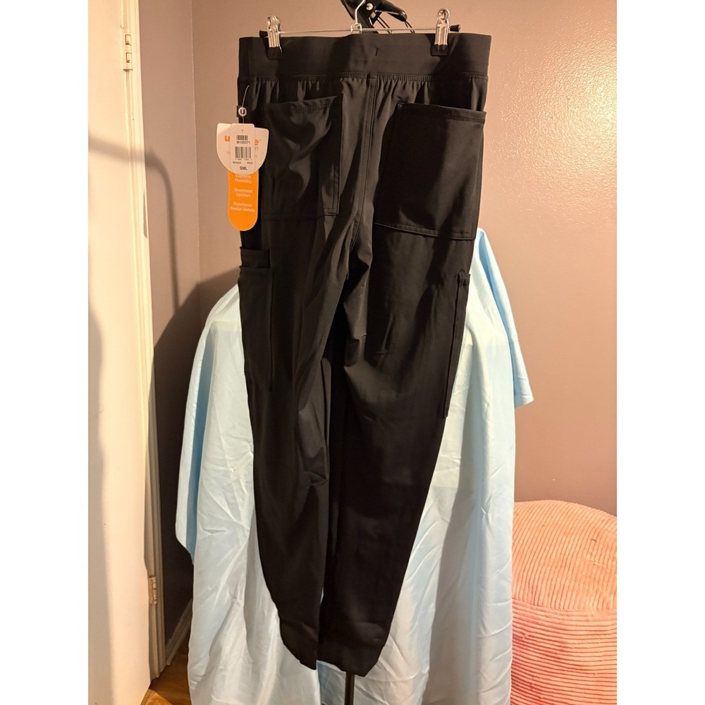 Urbane Men's Black Scrub Pants, Pockets, Cuffed Ankle Sz S